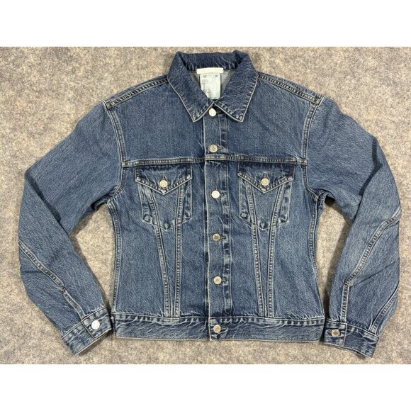 Helmut Lang Womens Denim Trucker Jean Jacket Size Large Made In Italy - Picture 1 of 8